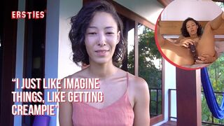 Kira Grabs A Glass Dildo To Masturbate With