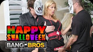 BANGBROS - Alexis Fawx’s Naughty Nurse Costume Brings Out The Tricks And Treats With Two Mystery Men