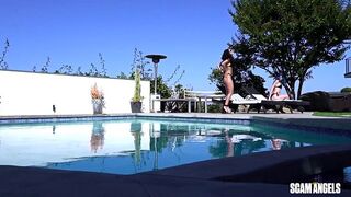 Two Bikini Babes Get Handsy by the Pool on a Sunny Afternoon