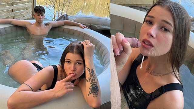 Homemade XXX - Beautiful Olivia Sparkle Perfect Morning Sex with Boyfriend in Outdoor Bath