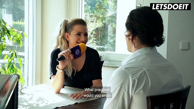 Blonde German MILF Interviews Him at the Table... Then She Starts Begging for His Cock