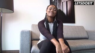 Curvy Ebony MILF Gets Her Big Tits Squeezed and Played With... She Moans and Begs for More