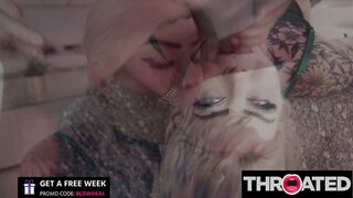 THROATED - Tattooed Blonde Nichole Saphir Sloppy Deepthroat Demo