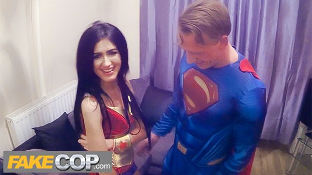 Policeman joins a COSPLAY COUPLE in a British Threesome