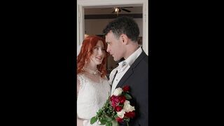 A Naughty Redheaded bride filmed a Homemade Porn video with her Husband right after the Wedding