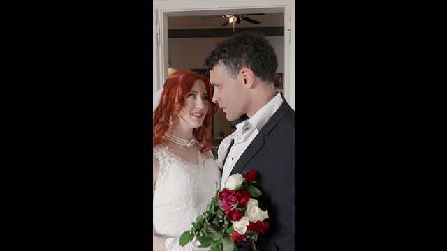 A Naughty Redheaded bride filmed a Homemade Porn video with her Husband right after the Wedding