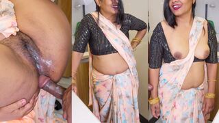 Painful anal try- Indian wife pinki try First time anal in sexy saree to make her husband happy.