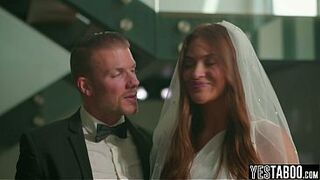 Busty Latina bride beauty gets her hairy pussy pounded in public by the groom