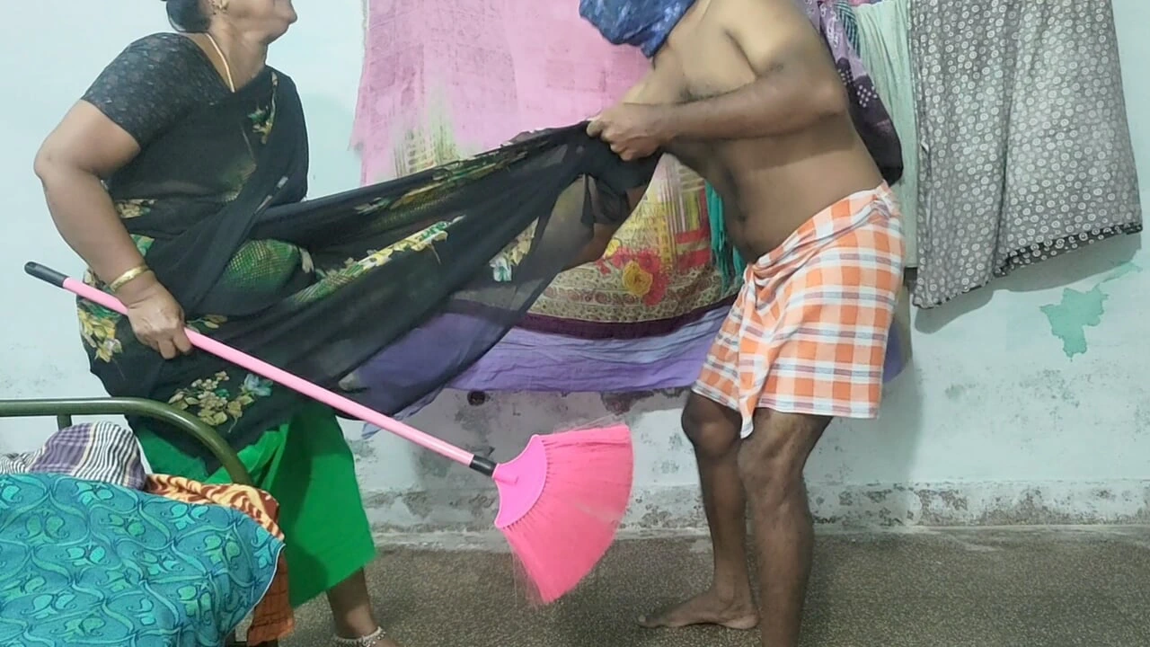 My stepmother was cleaning the house with a broom. I lifted her skirt up and down.