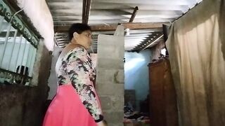 My husband hired a bricklayer and he ends up fucking my big pussy until he cums on my big ass