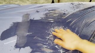 He gives a yoni massage and squirting tutorial. I then show this massive puddle I made and splash it