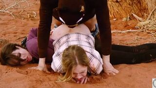 ATM domination for kinky threesome in the Colorado desert--Rebel Rhyder, Brooke Johnson