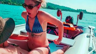 Wife gets FUCKED on a boat and gets a Creampie from her husband's best friend