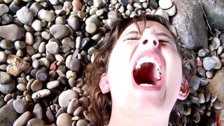 Sexy young french gets fucked on the beach