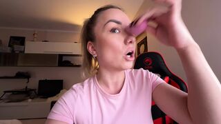 Italian wife slut sucks her stud's cock.