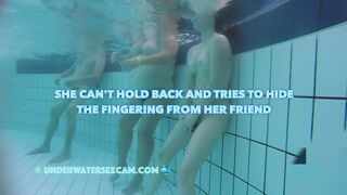Crazy girl masturbates in a public pool and tries to hide but I filmed her