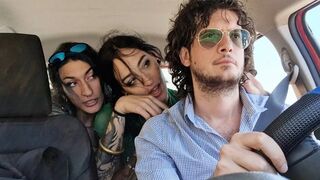 I picked up two lesbian hitchhikers. They were both a handful but at least they tasted my cock - DOUBLE BLOWJOB - STANDING FUCK
