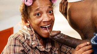 Fat Belly Ebony Mature Anal Destroyed by a BBC