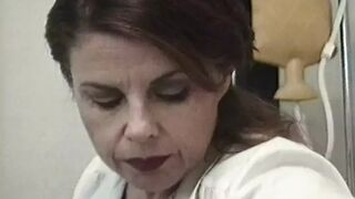 Horny nurse playing with blindfolded patient dick