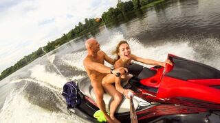 Public anal ride on the jet ski in the city centre. Mia Bandini