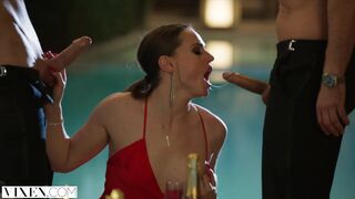 VIXEN Tori Black Takes on Two Cocks In An Award Show After Party
