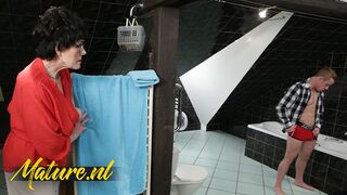 60 Year Old Granny On Her Virgin stepson & Surprises Him