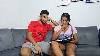 I was accompanying my hot Latina stepsister. She was doing work for university and she got horny and started sucking my dick.