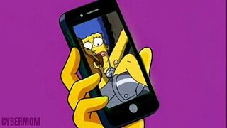 Married Housewife Cheats on Her Cuckold Husband on a Pink Couch. Cartoon Parody Simpsons. Hentai