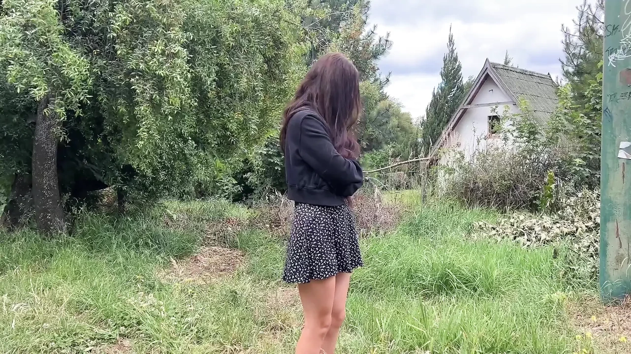 A modest village girl shows her tits and opens her ass to an impudent guy