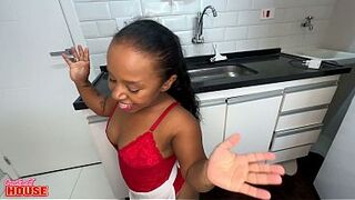 This naughty dwarf opened up all her holes and did anal with the big-dicked guy at the orgy.