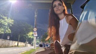 Jerking off next to a suspicious hottie at the bus stop!