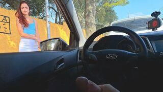 Risky Masturbation for Hot Redhead Who Was at the Bus Stop