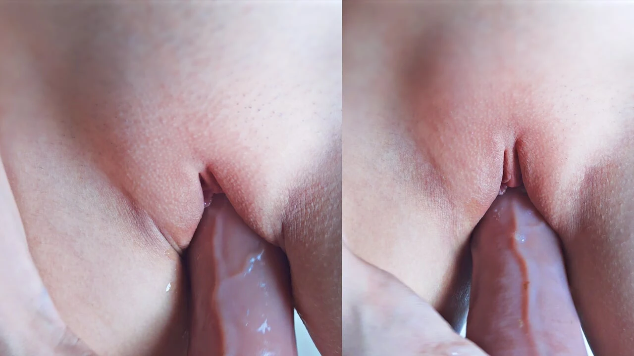 Pink Pussy Stretched Wide by Huge Dildo - Wet and Intense Solo Play