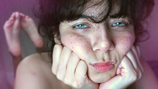 Pink Pussy Fucked with Big Dildo, Green Eyes and Deep Eye Contact