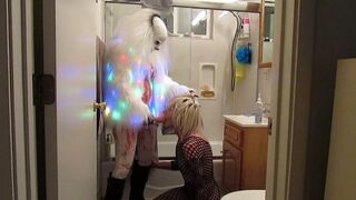 Bitch strapon clown fucking her sissy...