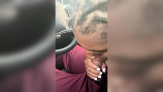 SUCKING THE BUS DRIVER REAL GOOD AFTER HIS ROUTE.