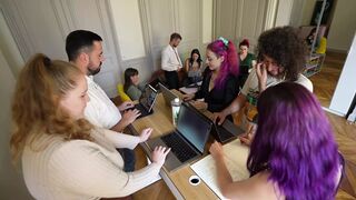 KHALAMITE Huge orgy for 9 with co-workers - French Orgy - Paranormal Activi'titties 4/4
