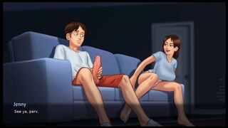Lucky Dude Kisses His MILF Landlady Then His Girlfriend Gives Him a Footjob - Summertime Saga By DarkCookie