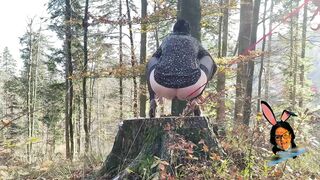 Beautiful milf mom takes outside with leashed butplug in her ass to take piss like a dog HUMILIATION