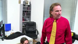 Hairy big ass secretary brunette sprayed on her natural tits