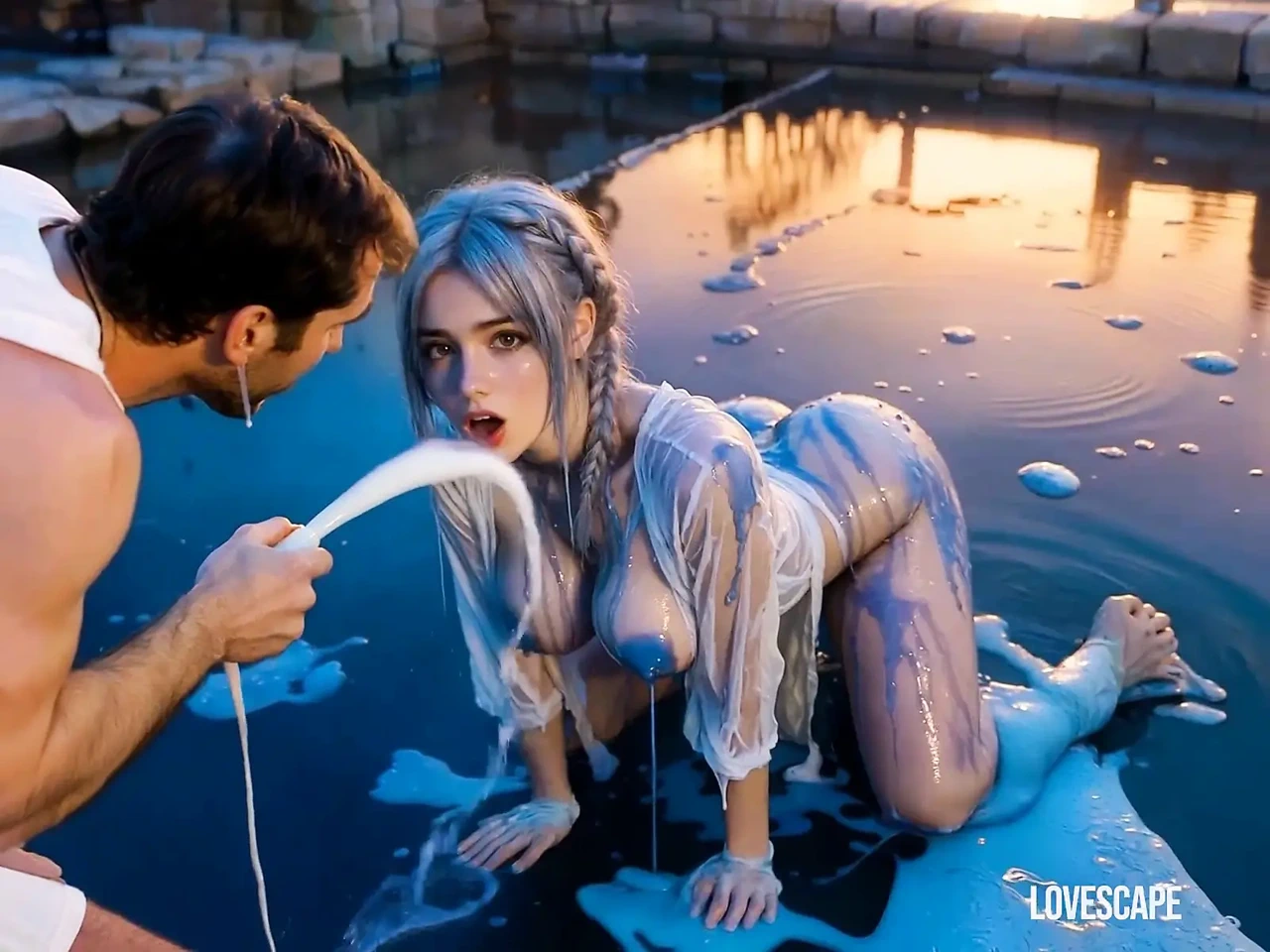Milk Bomb Shower Turns Her On