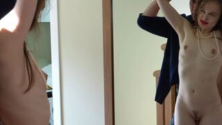 Stepdaddy, Am I Beautiful? Trying on My Stepmom's Clothes, I Let My Stepfather Rub Against My Pussy and Fuck My Mouth!