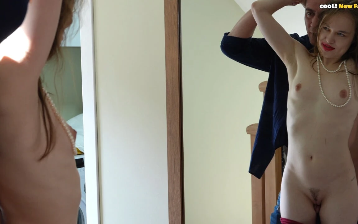 Stepdaddy, Am I Beautiful? Trying on My Stepmom's Clothes, I Let My Stepfather Rub Against My Pussy and Fuck My Mouth!