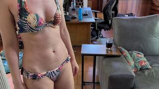 Bikini hotwife rides both men to a double sloppy creampie