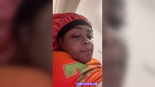 Thick Ebony fucks her huge dildo