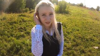 Beautiful schoolgirl fucked in the mouth and pussy on the way home from school