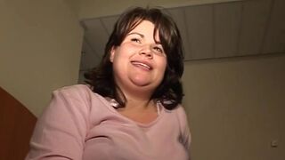 Real German BBW and with her big tits she shoots her first porn video fucking threesome