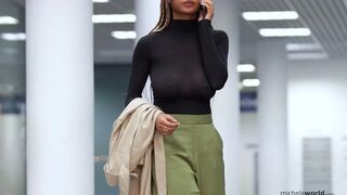 braless and see through outfit in public