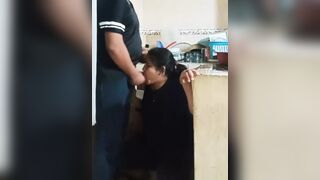 Fucked employee when washing dishes, almost discovered by my wife