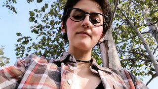 Flashing tits on a field